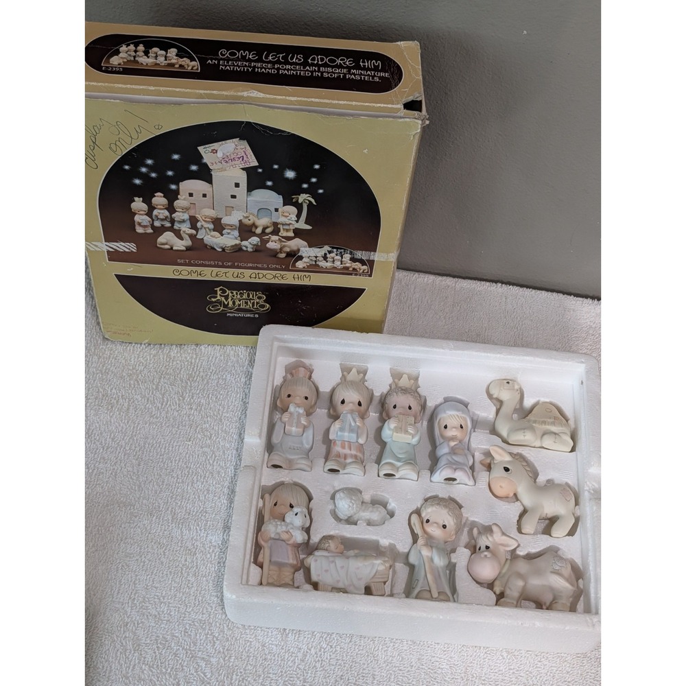 1982 Precious Moments Come Let Us Adore Him Christmas Nativity Set E-2395 Small